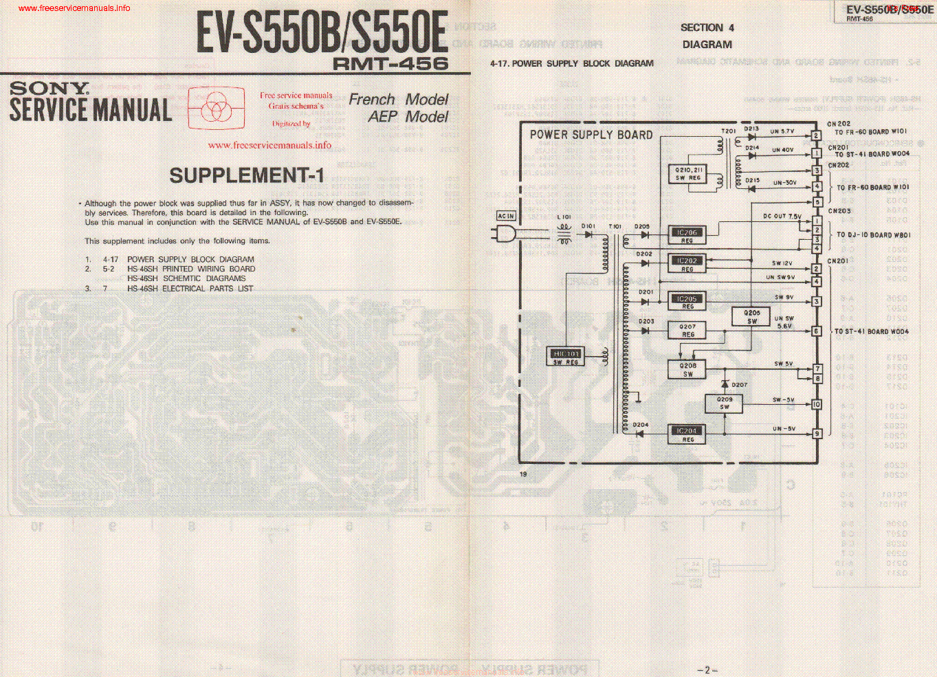 SONY EV-S550B EV-S550E service manual (1st page)
