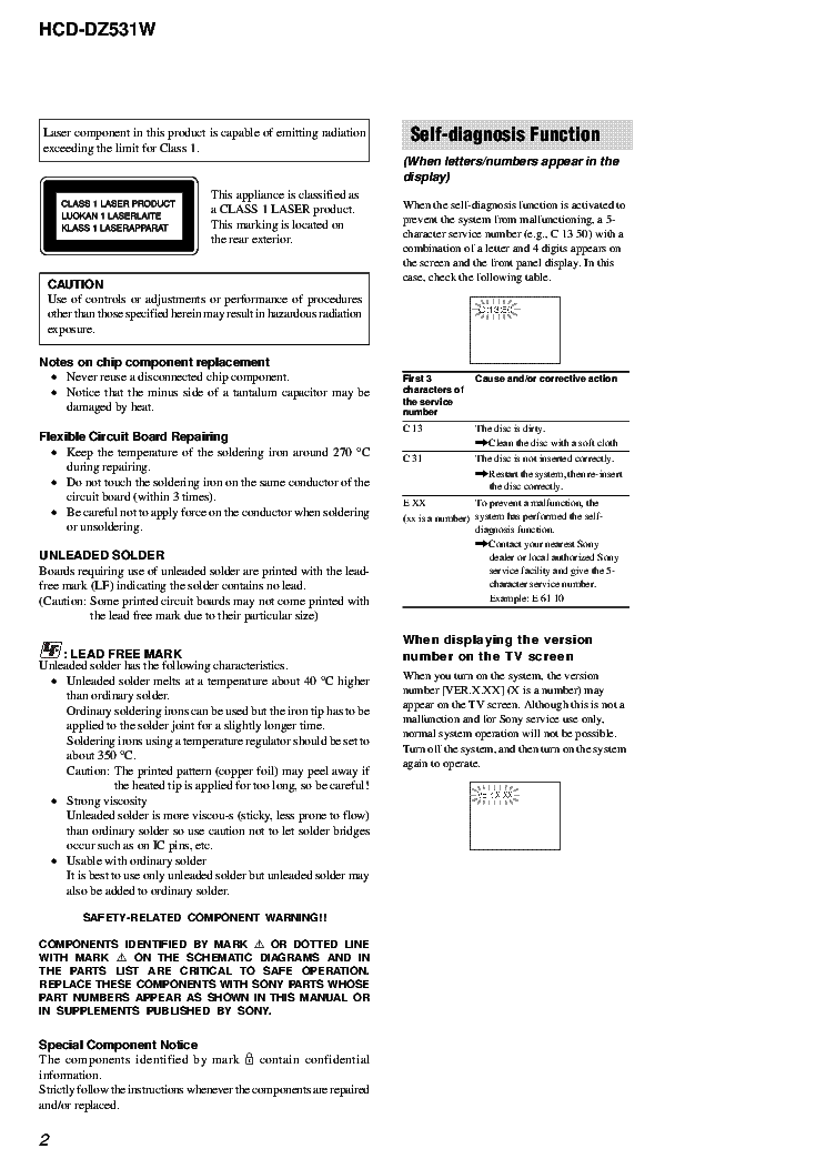 SONY HCD-DZ531W VER.1.0 service manual (2nd page)