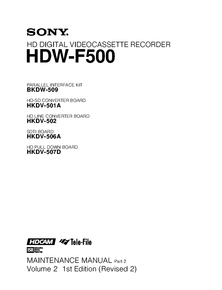 SONY HDW-F500 VOL.2 1ST-EDITION REV.2 MM service manual (1st page)