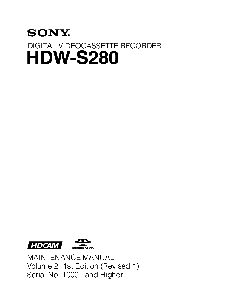 SONY HDW-S280 V2 Service Manual download, schematics, eeprom