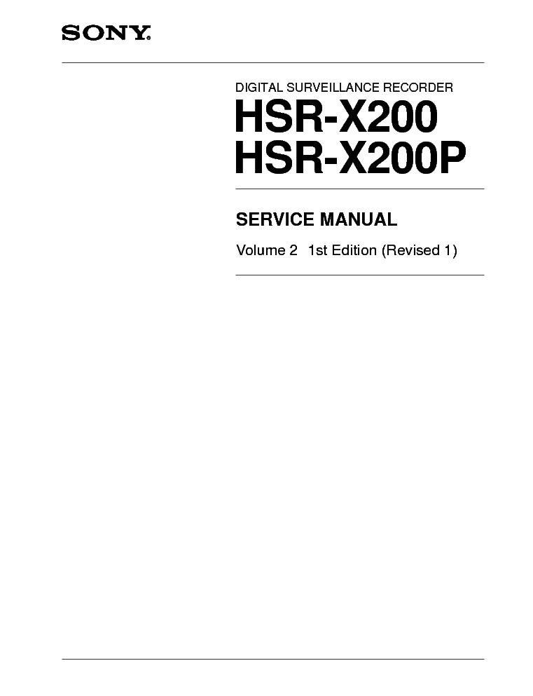 SONY HSR-X200 P service manual (1st page)