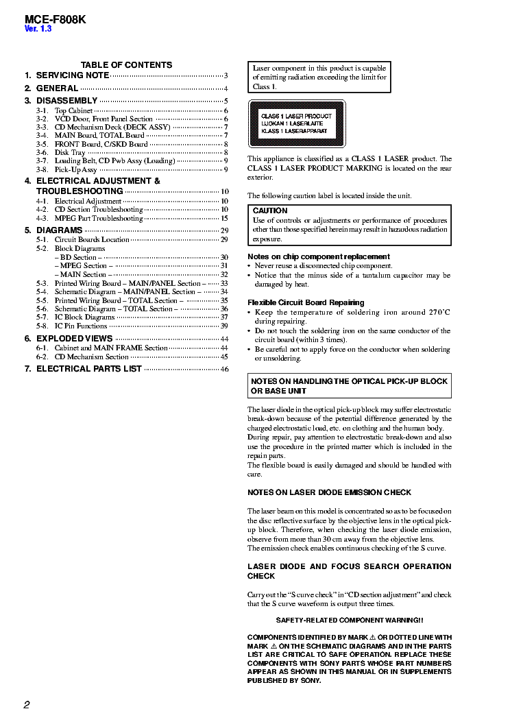 SONY MCE-F808K VER.1.3 service manual (2nd page)