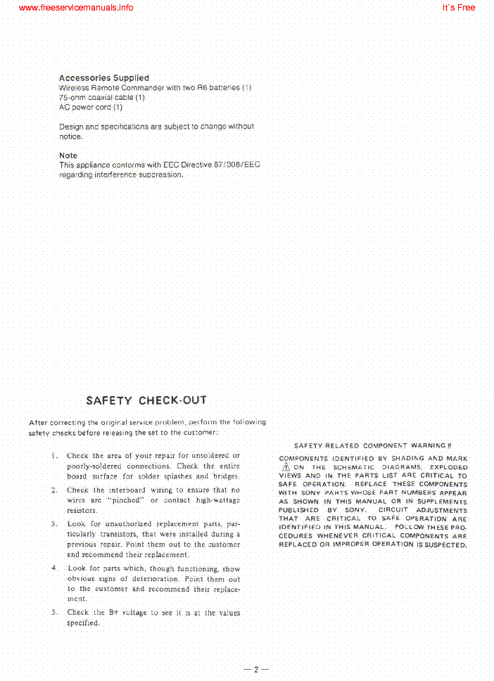 SONY SLV-415 UB VP RMT-V401 service manual (2nd page)