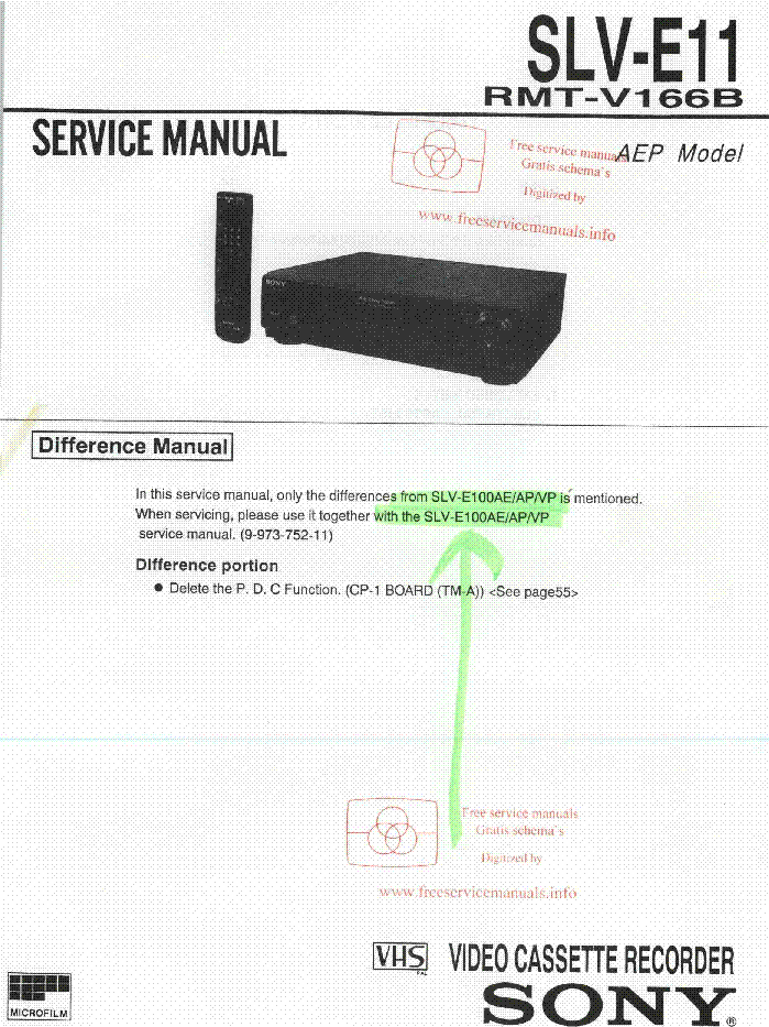 SONY SLV-E11 997378311 VCR SCH service manual