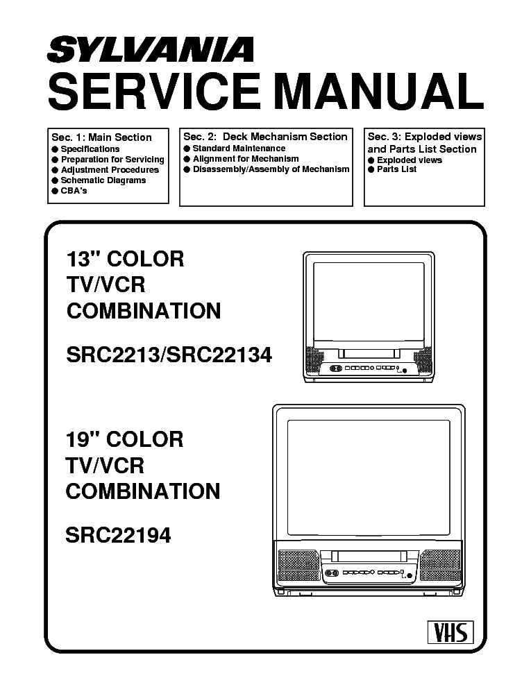 SYLVANIA SRC2213 SRC22134 SRC22194 Service Manual download, schematics ...