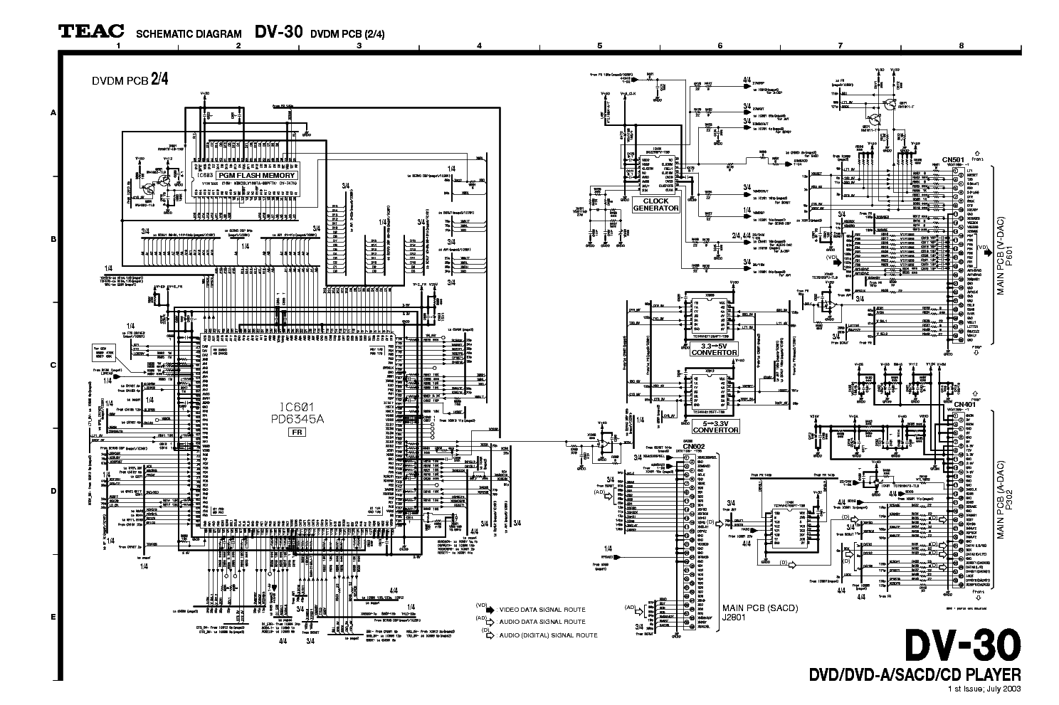 TEAC DV30 Service Manual download, schematics, eeprom, repair info for