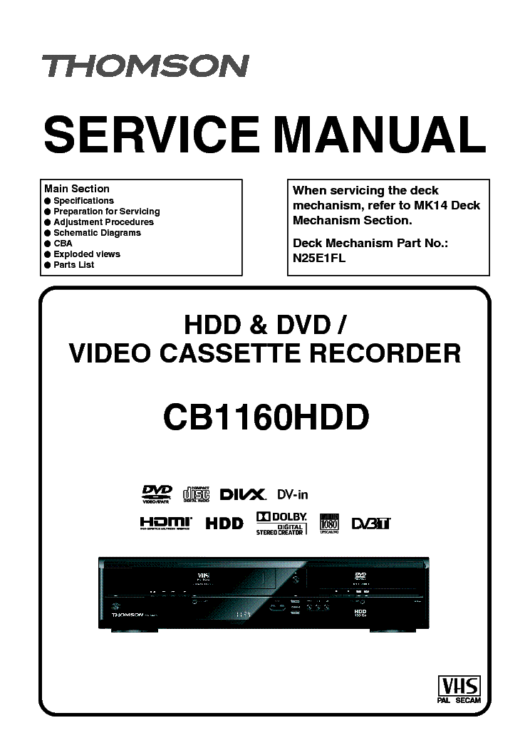 THOMSON CB1160HDD E3TF3FD 110823 VER.1 service manual