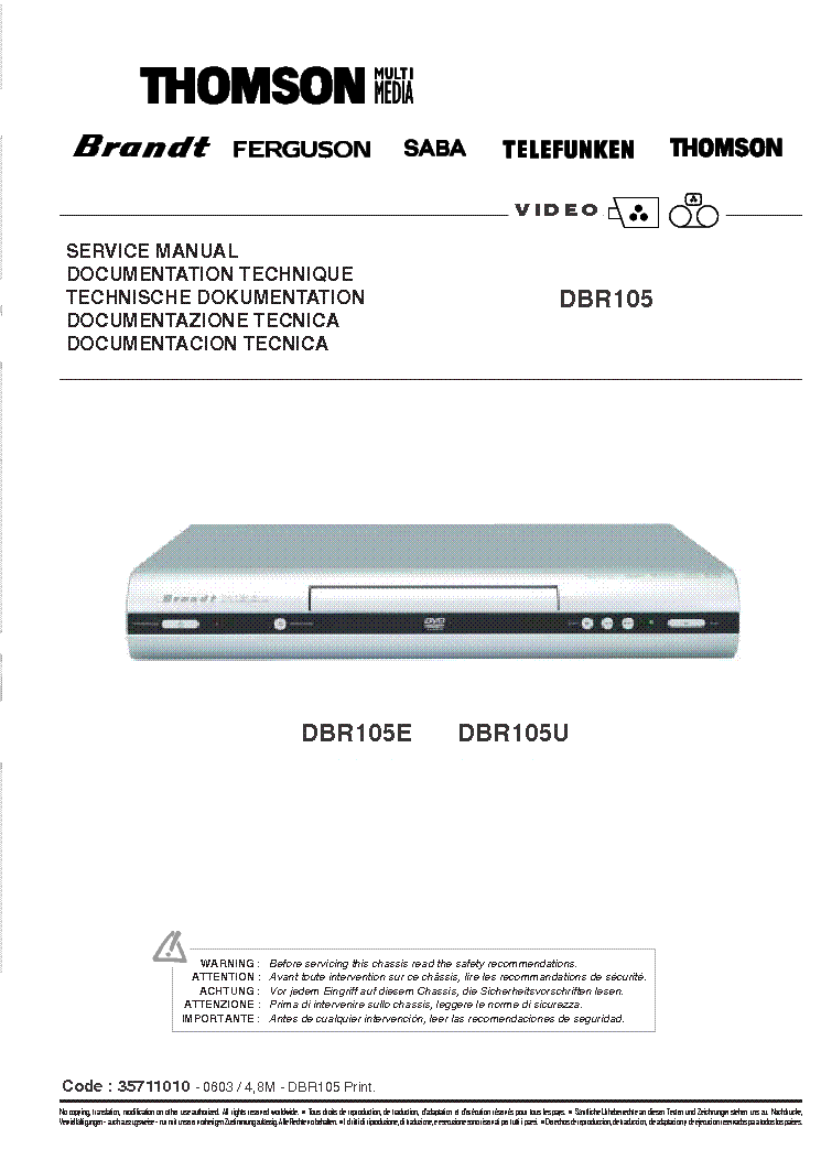 THOMSON DBR105 DVD SM service manual