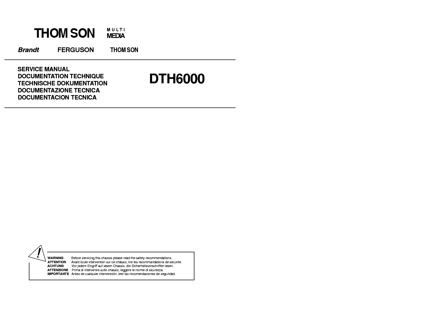 THOMSON DTH6000 service manual