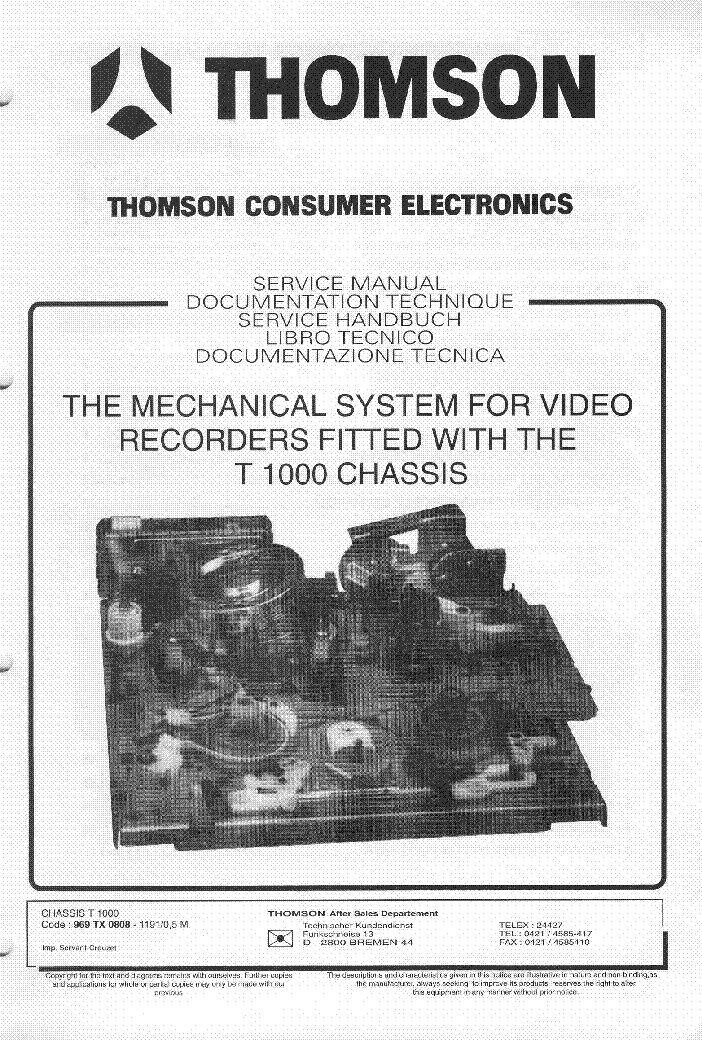THOMSON T1000-MECHANIKA service manual