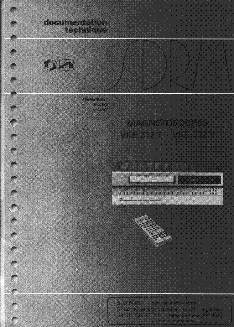 THOMSON VKE-312T VKE-312V VCR service manual