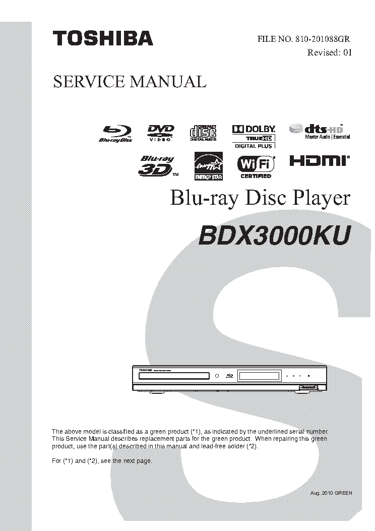 TOSHIBA BDX3000KU SM service manual (1st page)