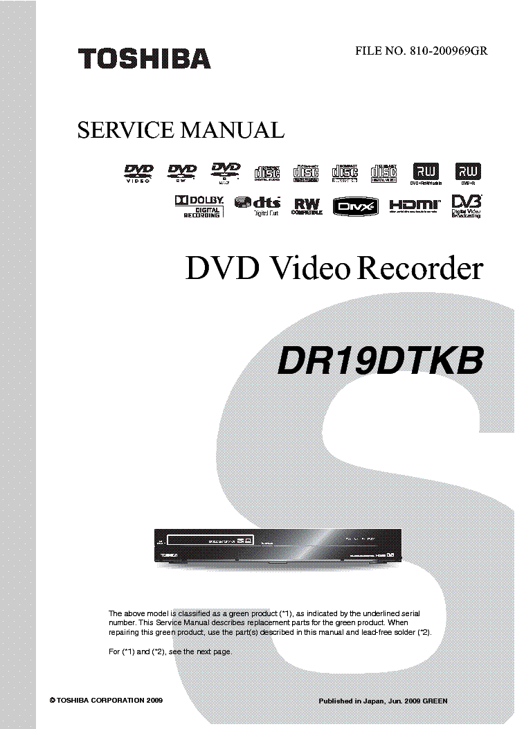 TOSHIBA D-R19DTKB SM service manual