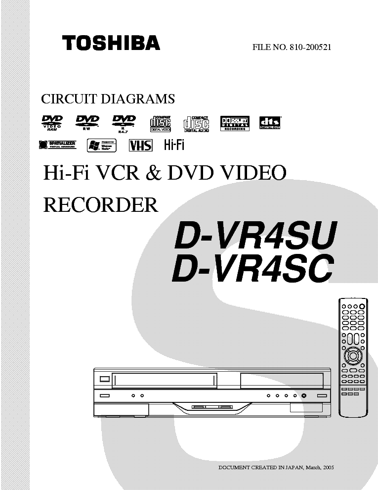 TOSHIBA D-VR4SC SU CIRCUIT DIAGRAMS service manual