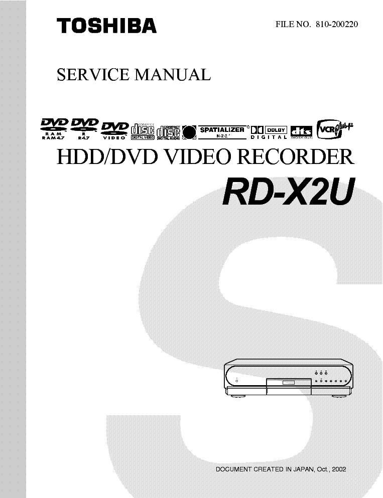 TOSHIBA RD-X2U service manual (1st page)