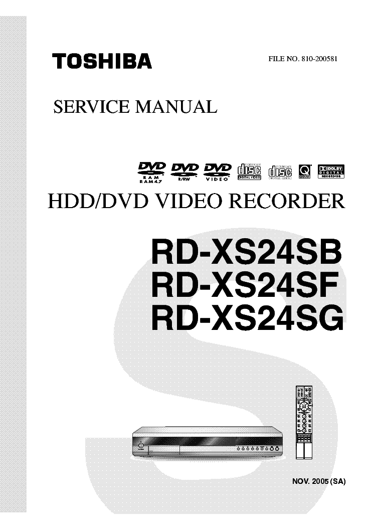 TOSHIBA RD-XS24SB SF SG service manual (1st page)