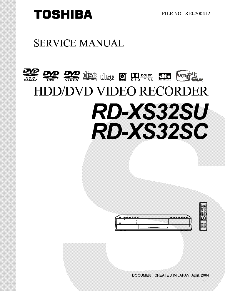 TOSHIBA RD-XS32SU SC service manual
