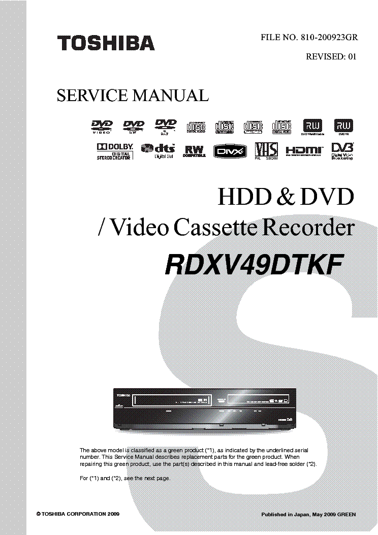 TOSHIBA RD-XV49DTKF SM Service Manual download, schematics, eeprom ...