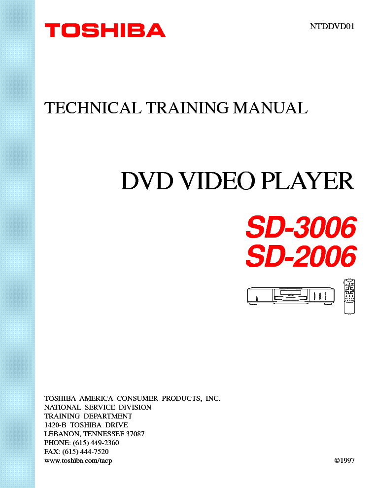TOSHIBA SD-2006 3006 TRAINING service manual
