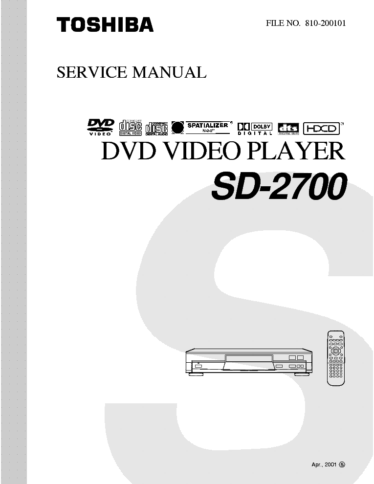 TOSHIBA SD-2700-SM service manual