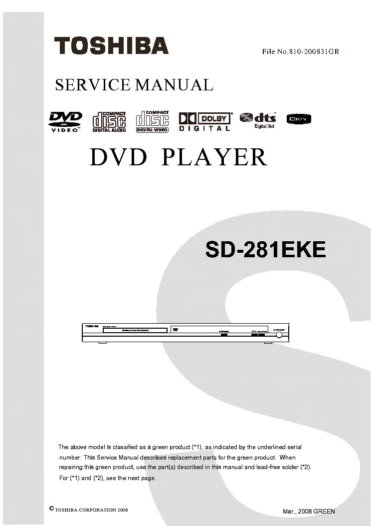 TOSHIBA SD-281EKE service manual