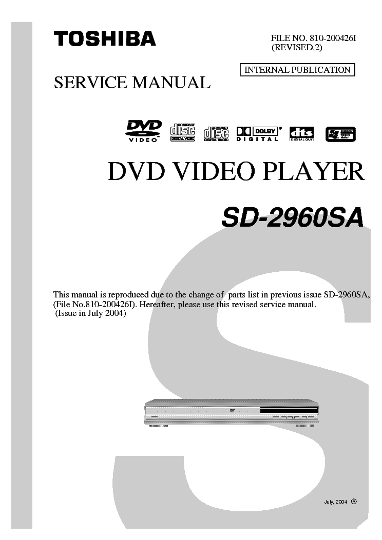 Инструкция для toshiba dvd video player sd 2960