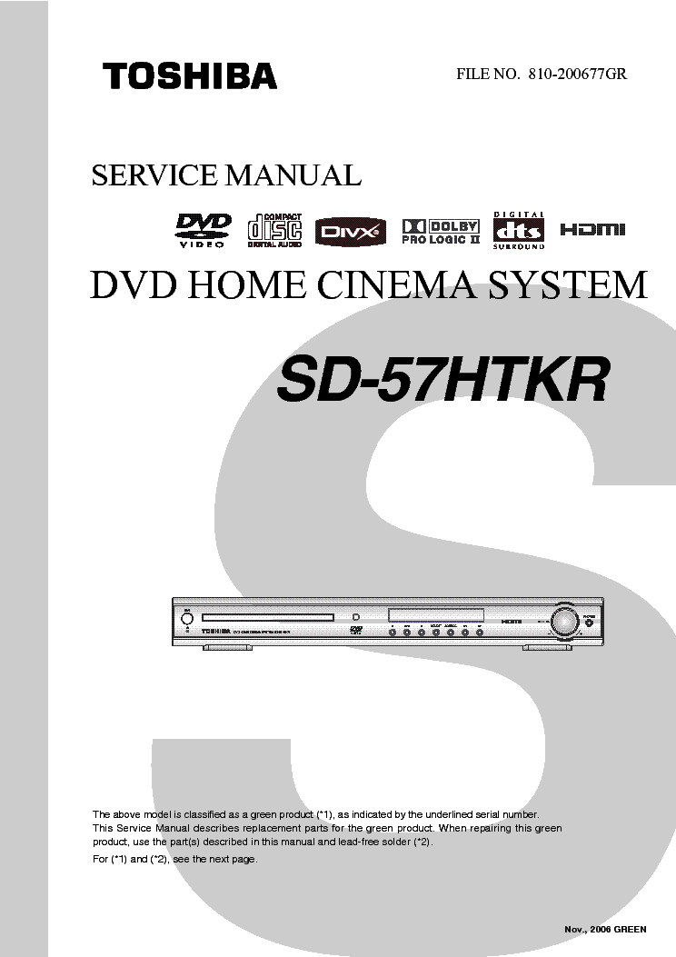 TOSHIBA SD-57HTKR service manual