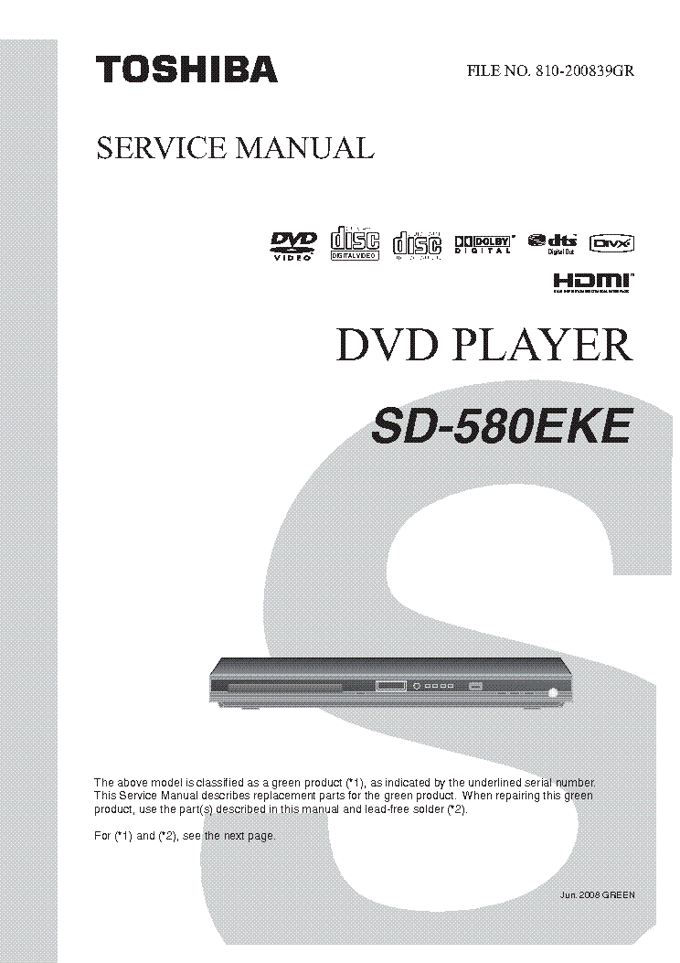 TOSHIBA SD-580EKE SM service manual