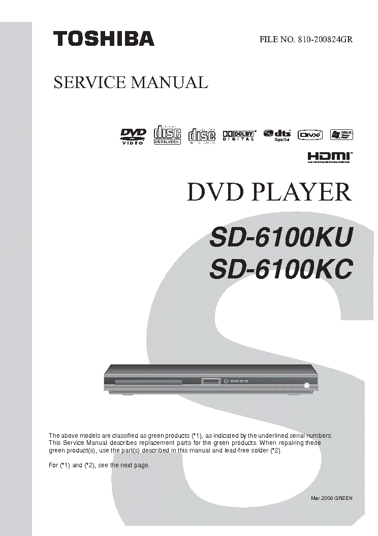 TOSHIBA SD-6100KU KC service manual