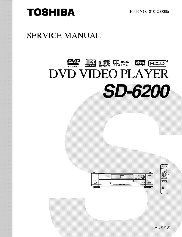 TOSHIBA SD-6200 service manual