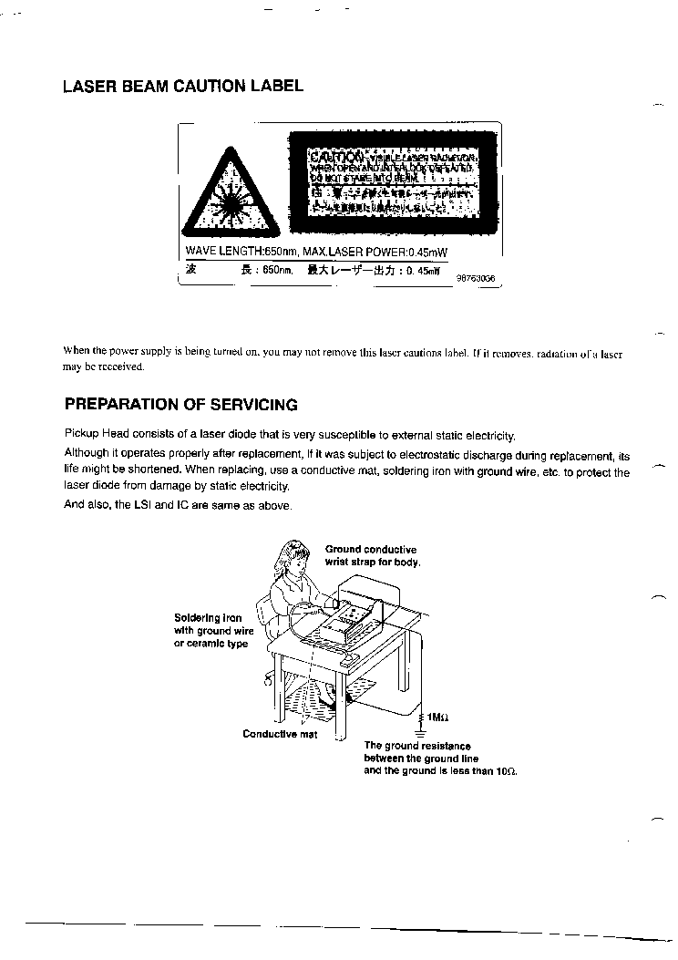 TOSHIBA SD-9000B,E service manual (2nd page)