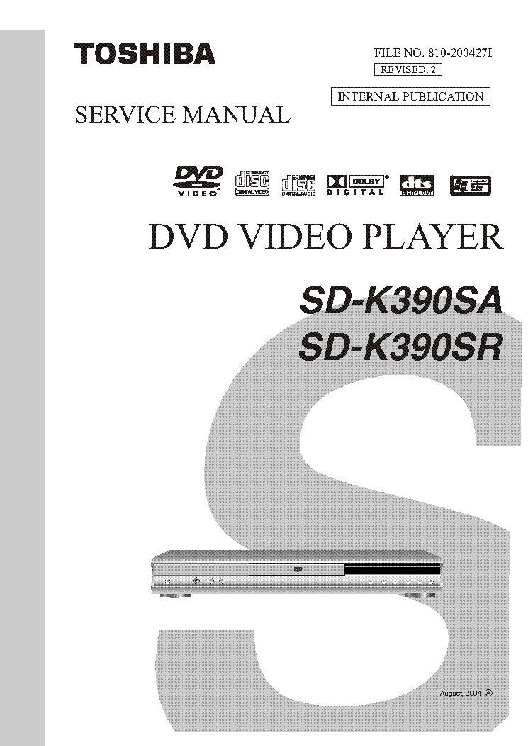 TOSHIBA SD-K390SA SD-K390SR REV.2 service manual
