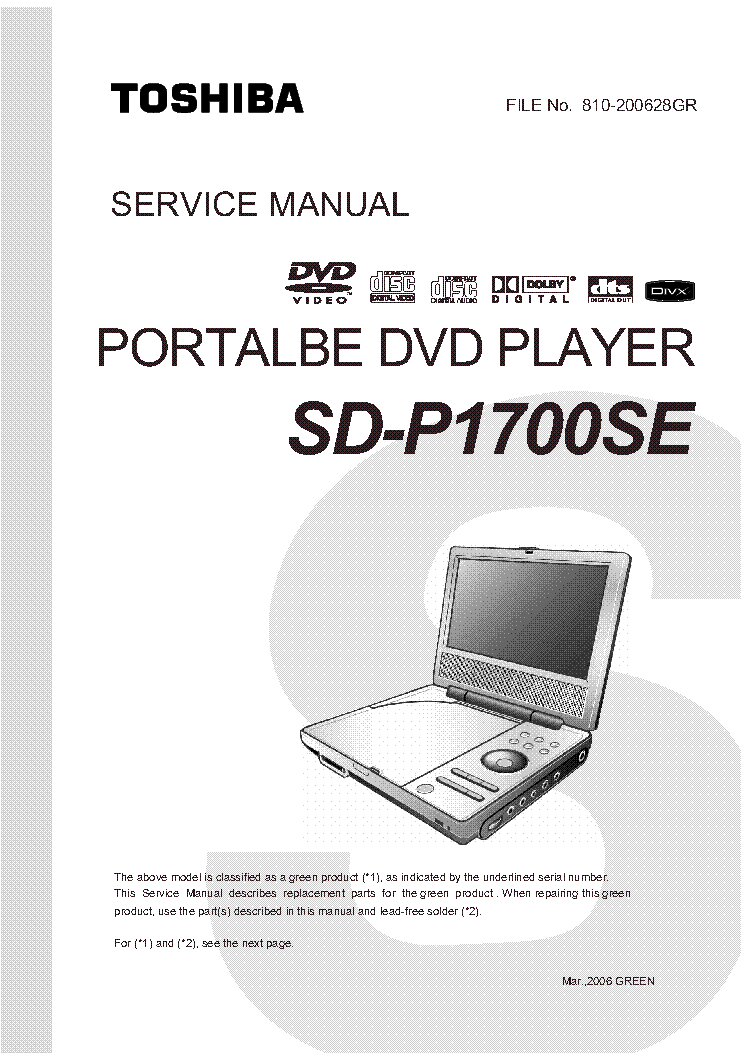 TOSHIBA SD-P1700 SM service manual