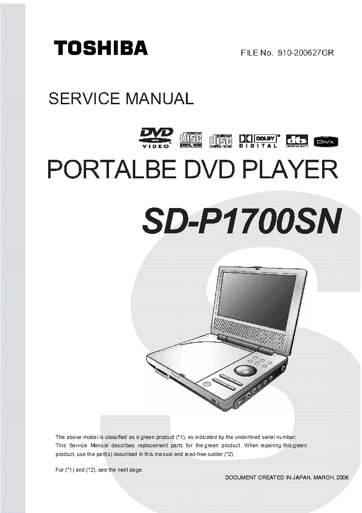 TOSHIBA SD-P1700SN SM service manual