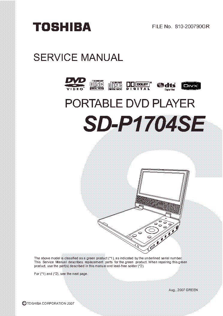 TOSHIBA SD-P1704SE SM service manual