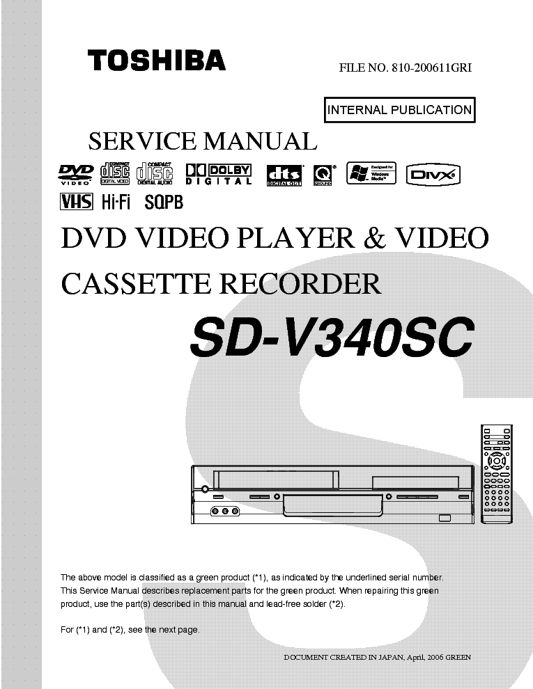 TOSHIBA SD-V340SC SM service manual (1st page)
