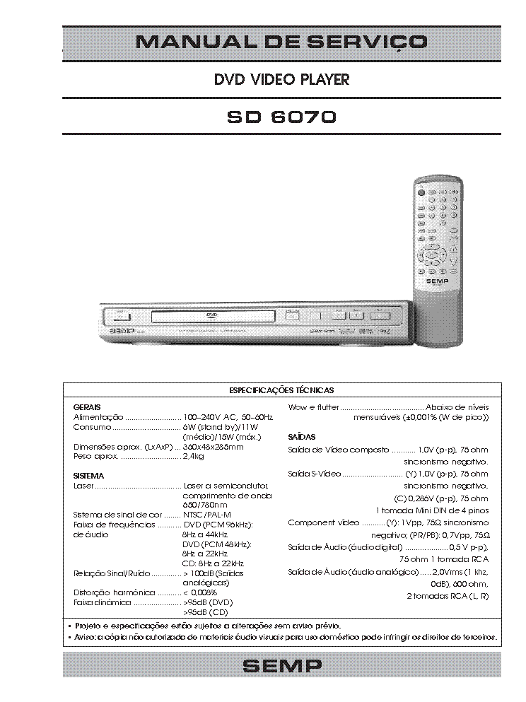 TOSHIBA SD6070 service manual