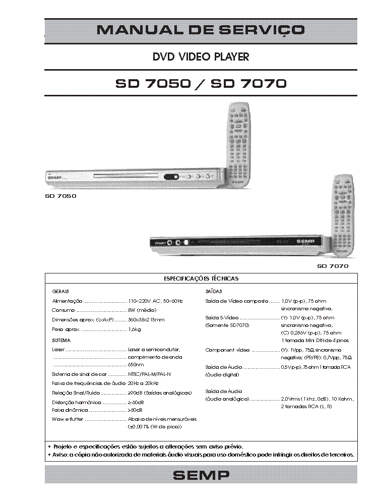 TOSHIBA SD7050 SD7070 service manual