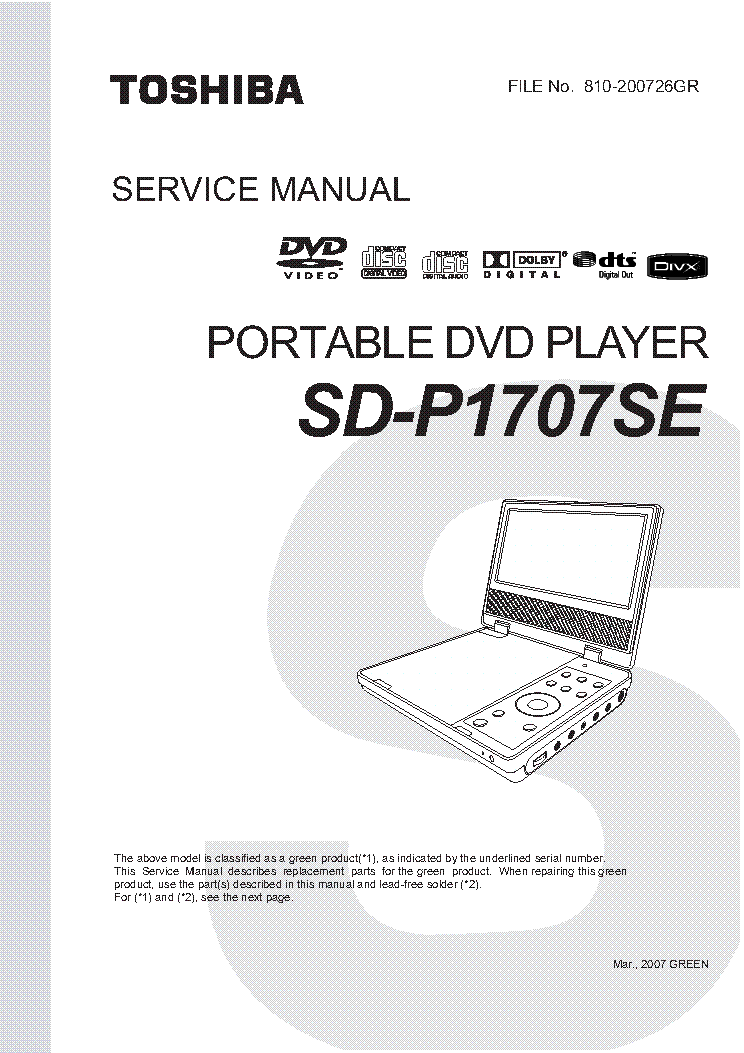 TOSHIBA SDP1707SE service manual