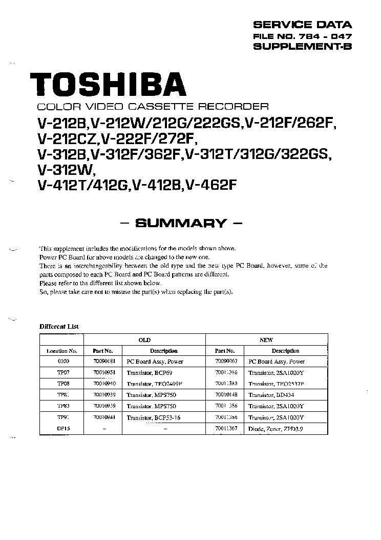 TOSHIBA V-212,312,412 SM service manual