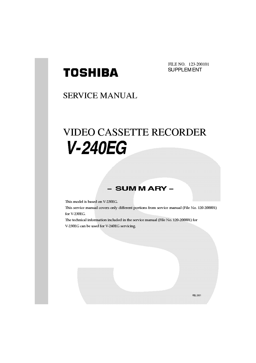 TOSHIBA V-240EG SM service manual
