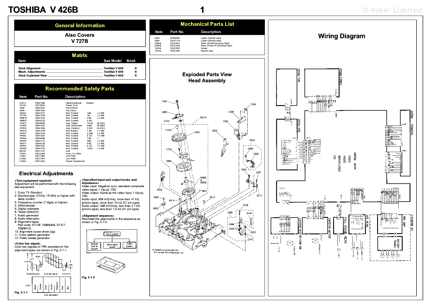 TOSHIBA V-426B service manual