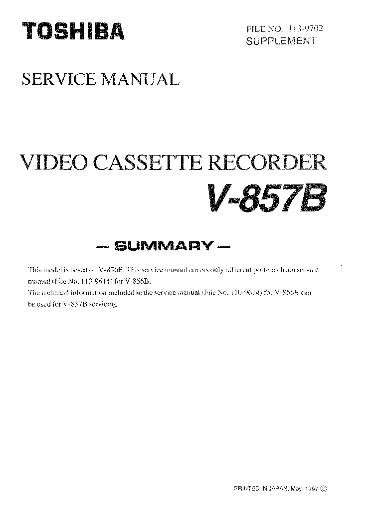 TOSHIBA V-857B SM service manual