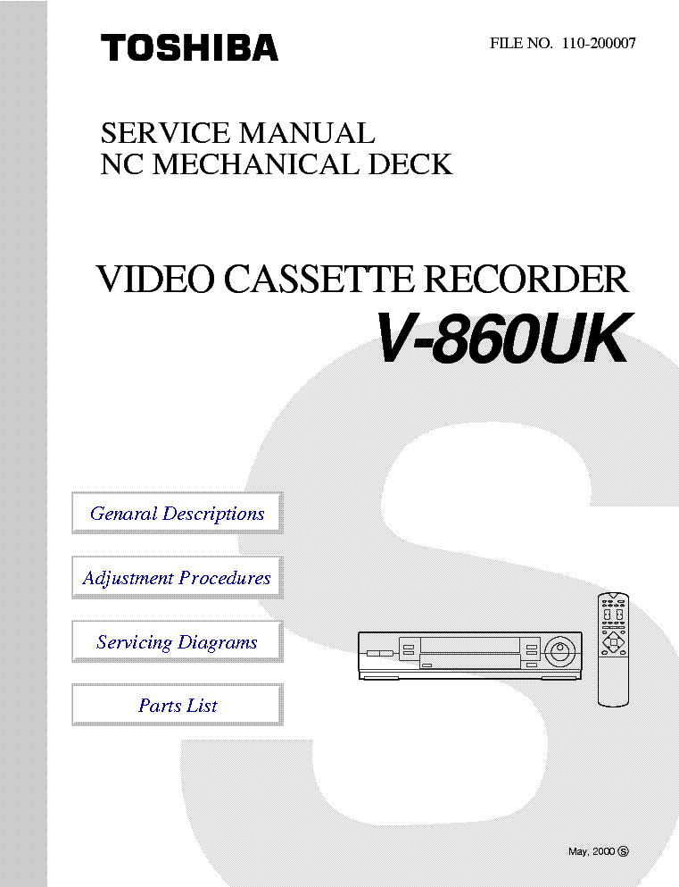 TOSHIBA V-860UK SM service manual