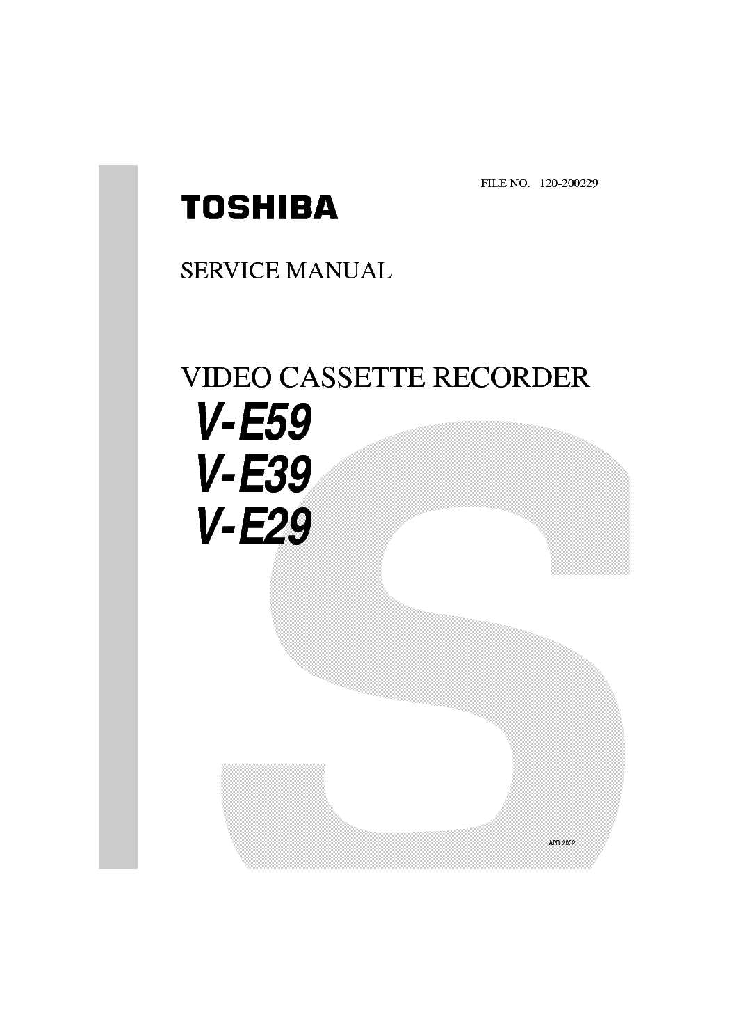 TOSHIBA V-E59 E39 E29 service manual