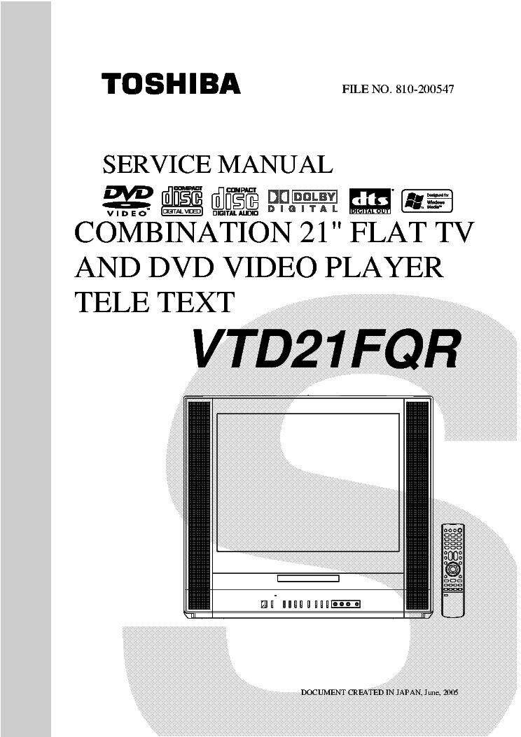 TOSHIBA VTD21FQR CRT-TV DVD COMBO service manual (1st page)