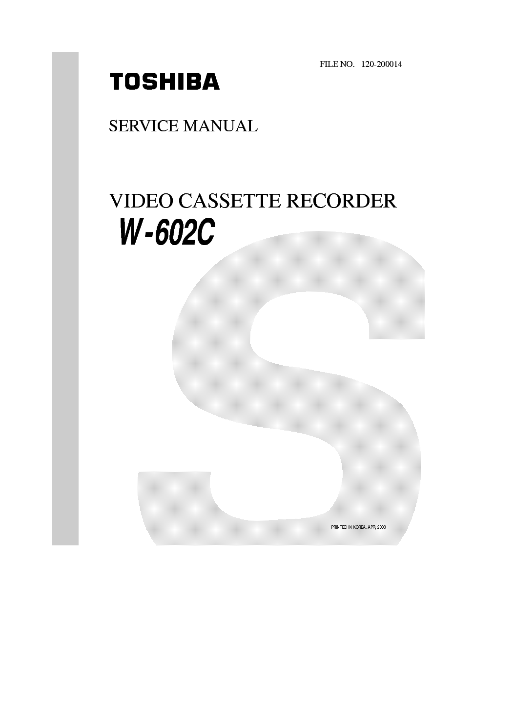 TOSHIBA W-602C SM service manual