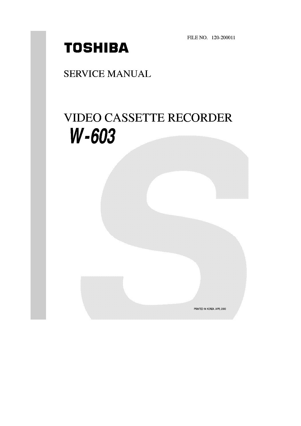 TOSHIBA W-603 SM service manual
