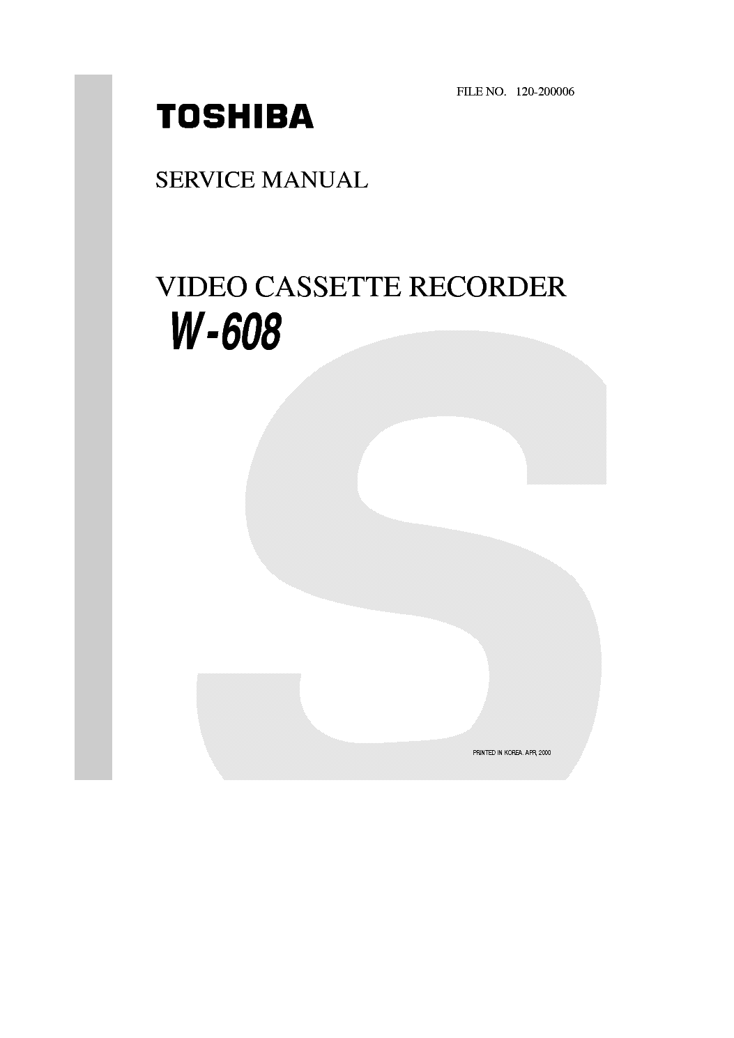 TOSHIBA W-608 service manual