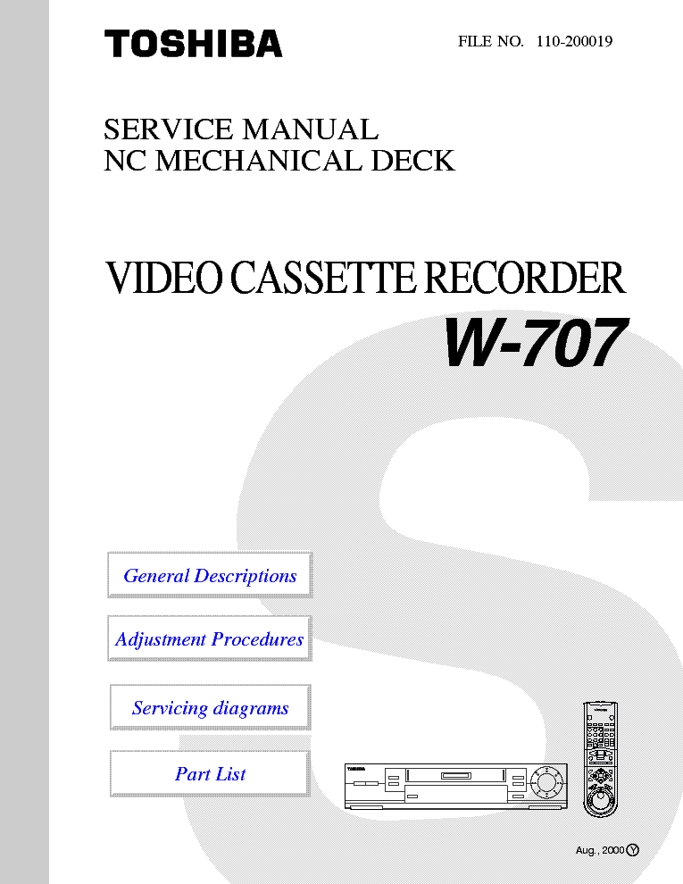 Toshiba W-707 VCR RECORDER purchases